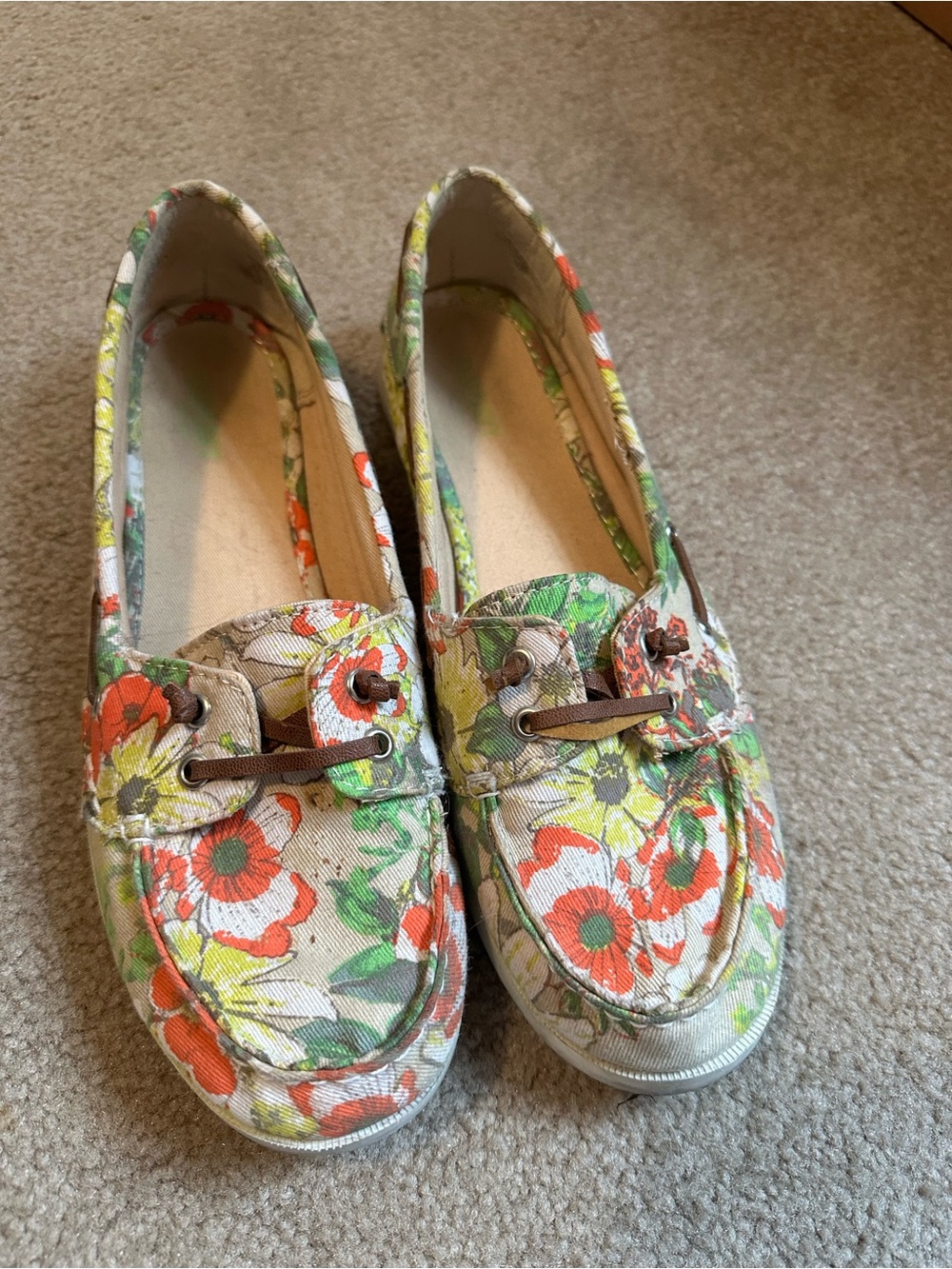 Floral Canvas Boat Shoes in Multicolor